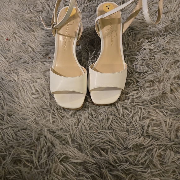 Jessica Simpson White Open-Toe Heels - Picture 1 of 6